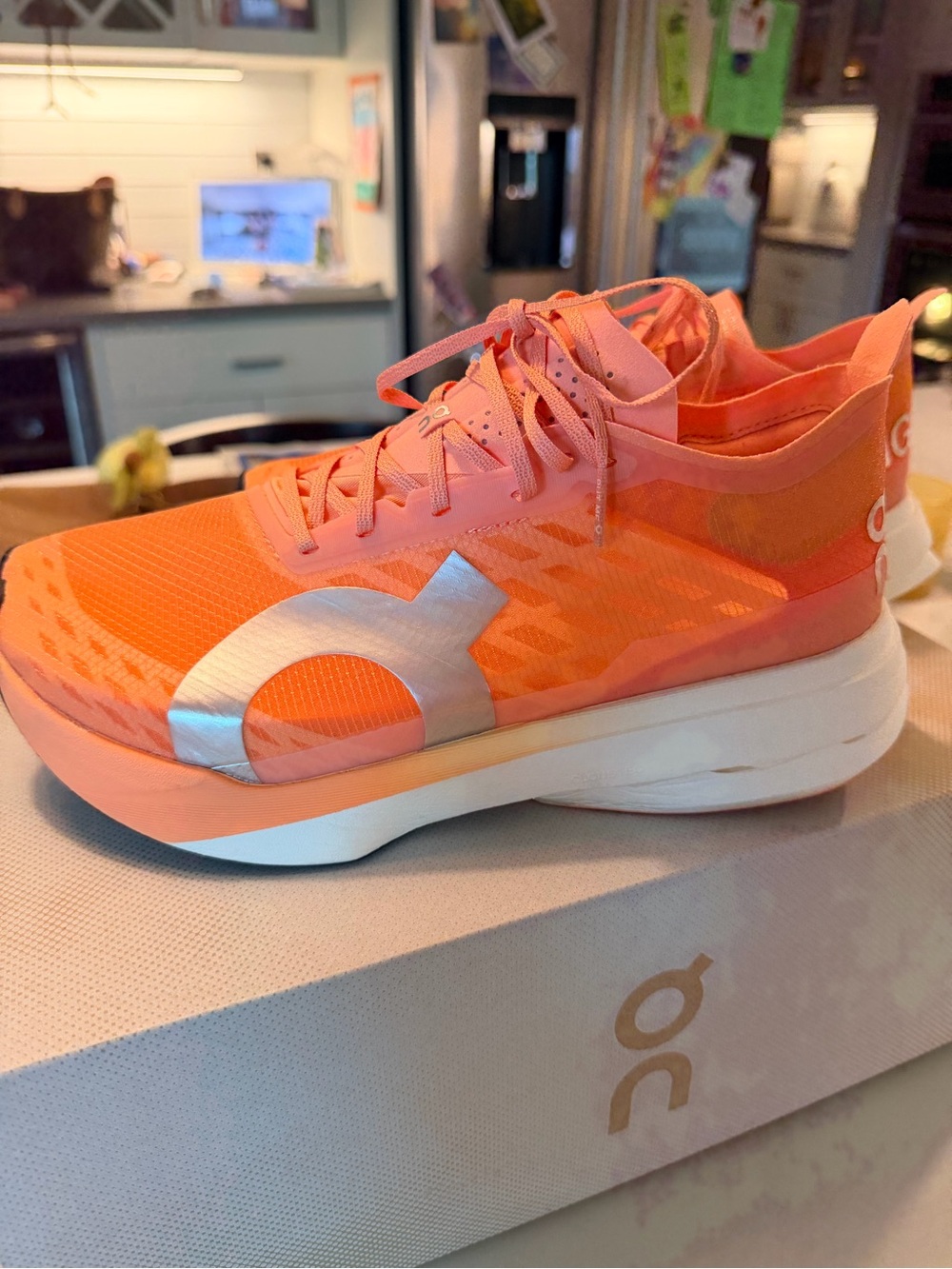 On Running Cloudboom Strike Women's Coral/Silver Road Running Shoe Size 9, - Picture 2 of 7